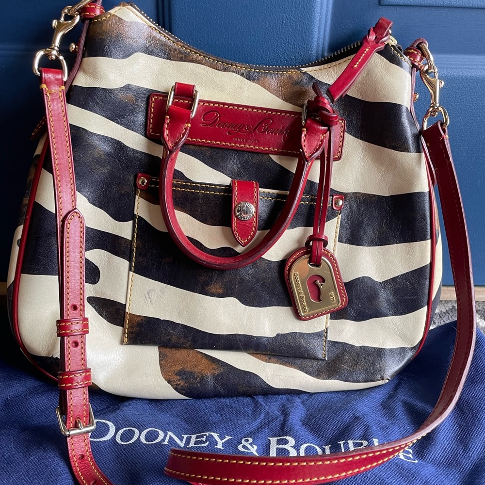Dooney and Bourke vintage zebra florentine leather shoulder bag